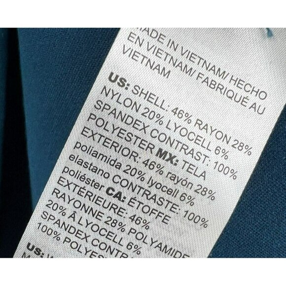 Chico's Top L Solid Blue Long Sleeve Gathered Cuffs Pullover Rayon Spandex Nylon - Picture 6 of 6